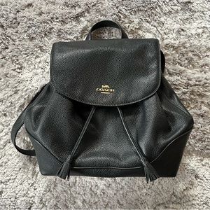 coach black leather elle backpack